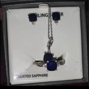 COPY - New 3 piece sapphire and silver set